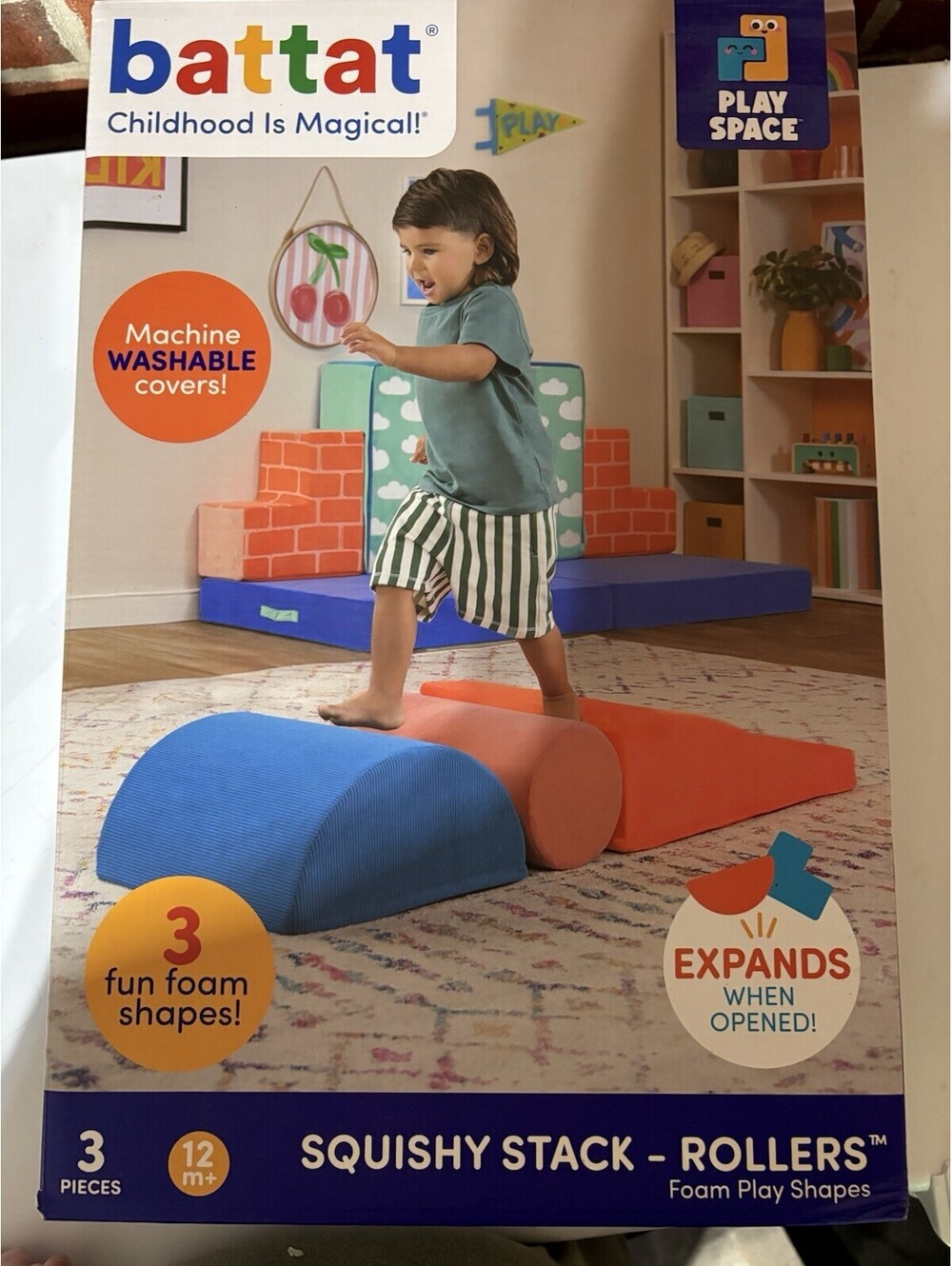 🔥NEW🔥 Battat Squishy Stack Rollers 3 Foam Multicolor Indoor Play Shapes